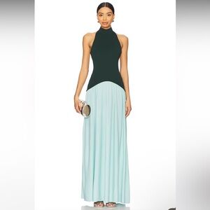 Solid & Striped Soglio Halter Dress in Evergreen & Sky NWT